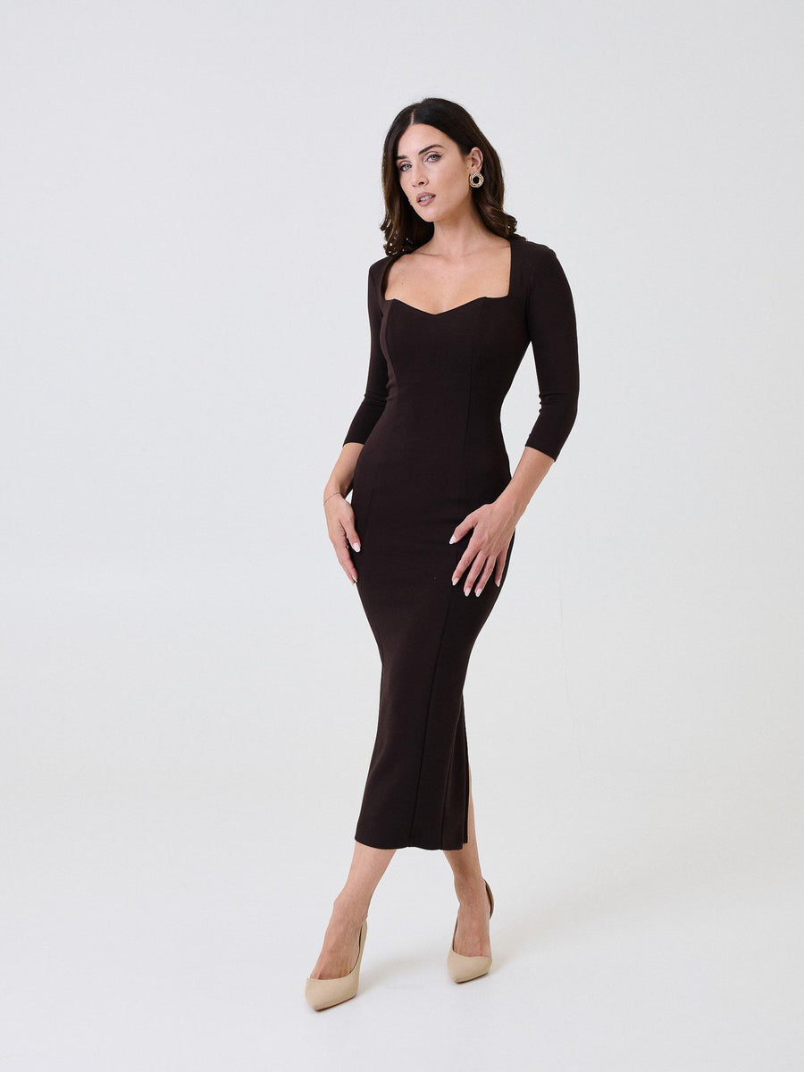 Tubino Silence Limited marrone con scollo a cuore SLAB009 BROWN Silence Limited 