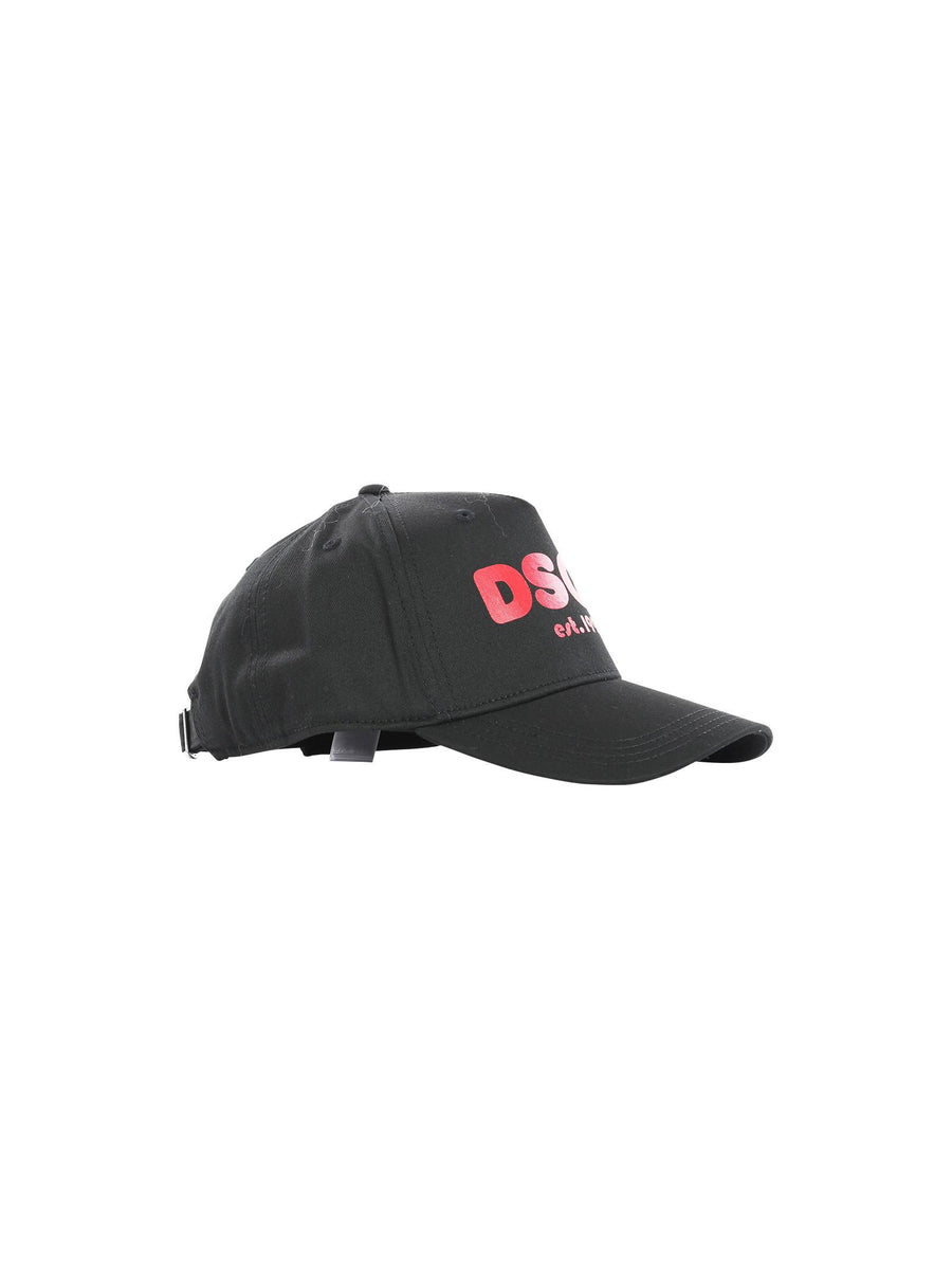 Cappello nero con visiera e logo DQ2115 DQ900 Dsquared 