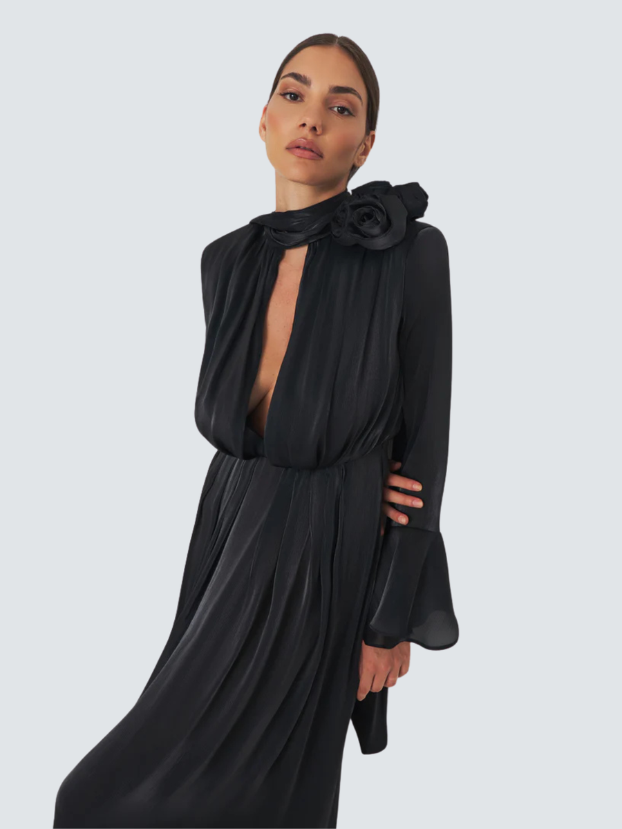 Abito "So Chic" Silence Limited nerocon fiori in 3D AB4179 BLACK Silence Limited 