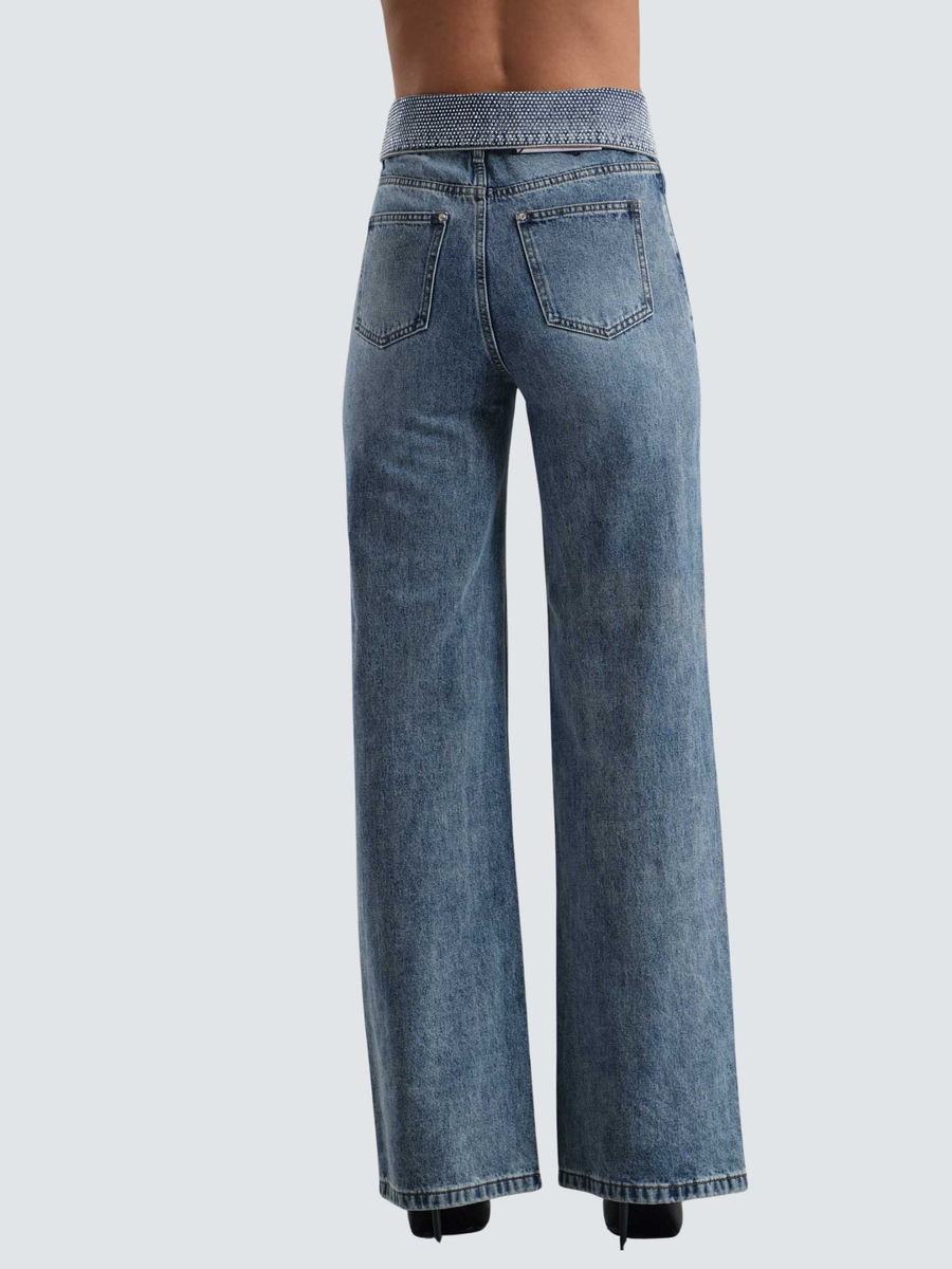 Jeans "Ori" TwentyFourhaitch grigio e blu con microstrass ORI BLU TwentyFourhaitch 