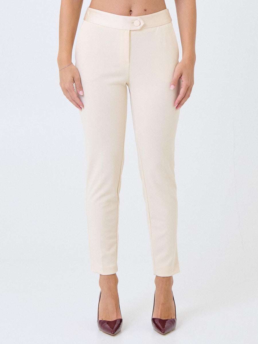 Pantalone slim Imperial beige gesso con fascia in raso in vita PVN2KAW GESSO Imperial 