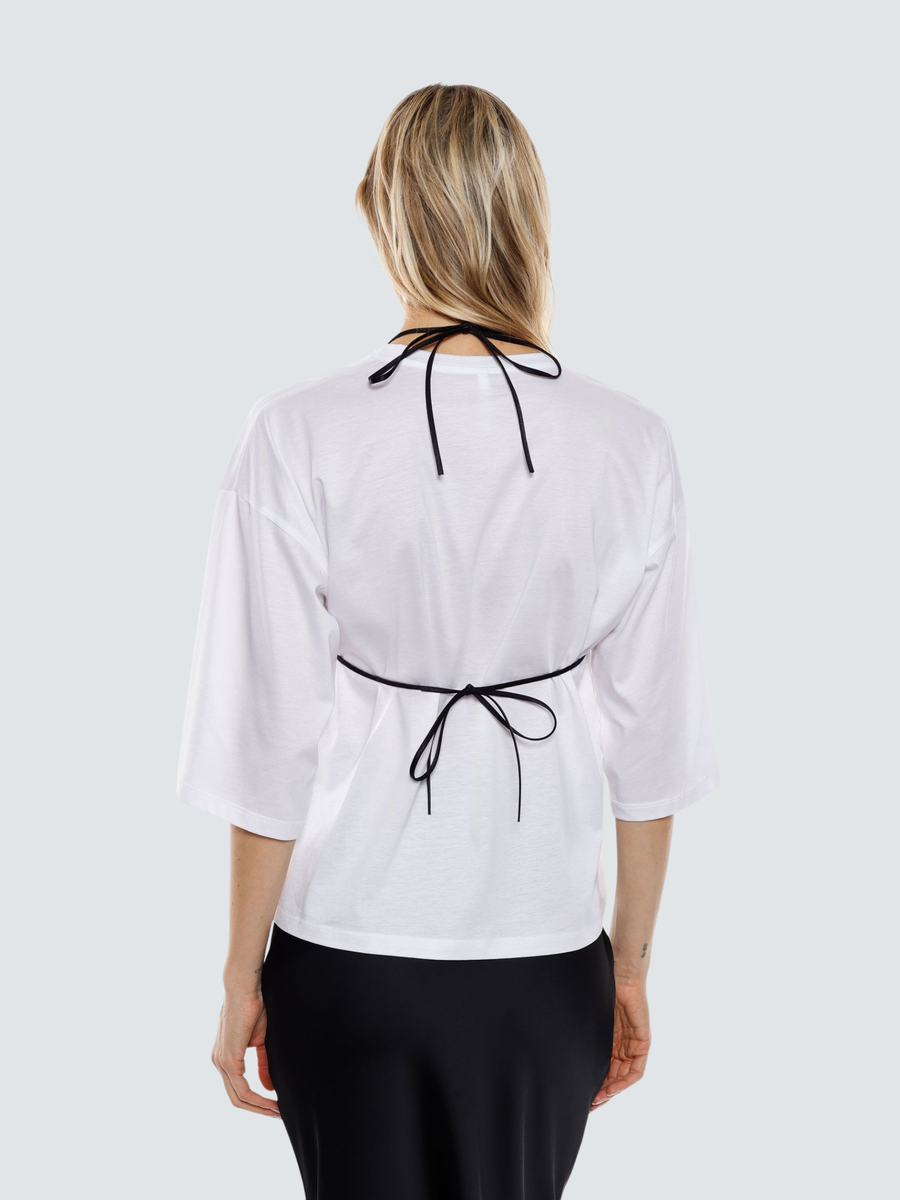 T-shirt ampia Imperial bianco con dettagli in pizzo smerlati TY20KAK BIANCO Imperial 