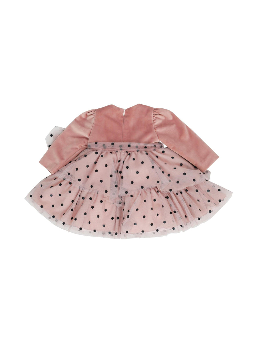 Abito rosa scamosciato con tulle a pois ID816ML C9921 Marlù 