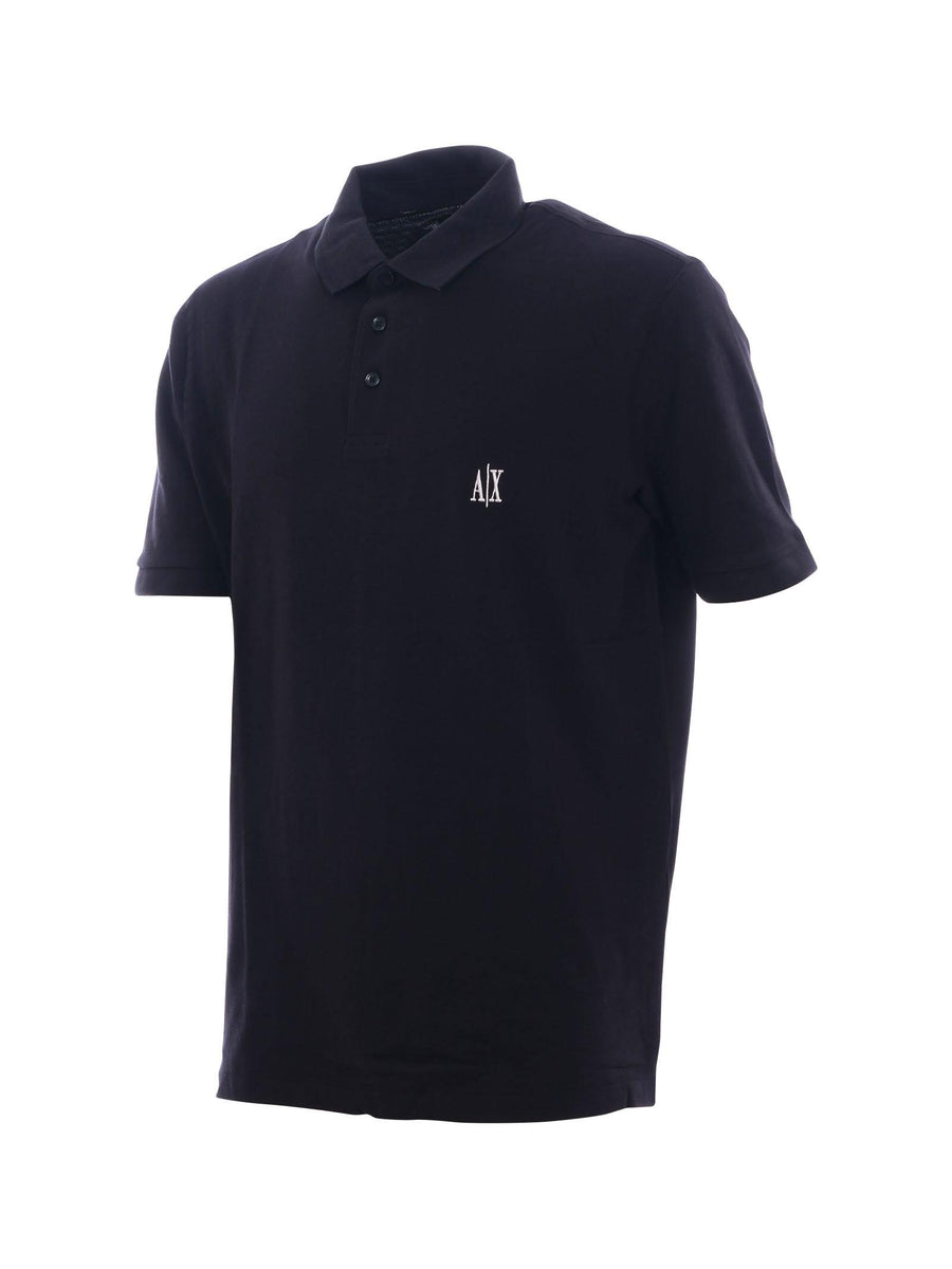 Polo Armani Exchange blu notte con logo iconico ricamato in rilievo XM000367AF13022 UB101 Armani Exchange 