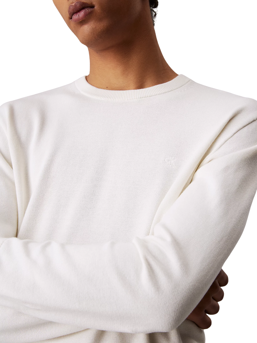 Maglione Calvin Klein naturale in cotone con monogramma LVO40LM300 YAS Calvin Klein 