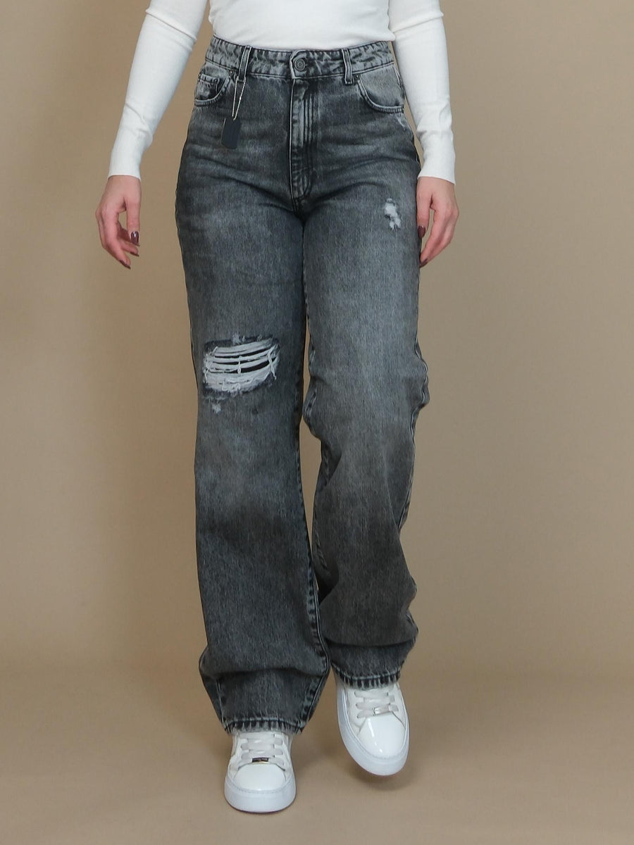Jeans a palazzo Patriòt grigio in denim lavaggio scuro PLZM21 DNM Patriot 