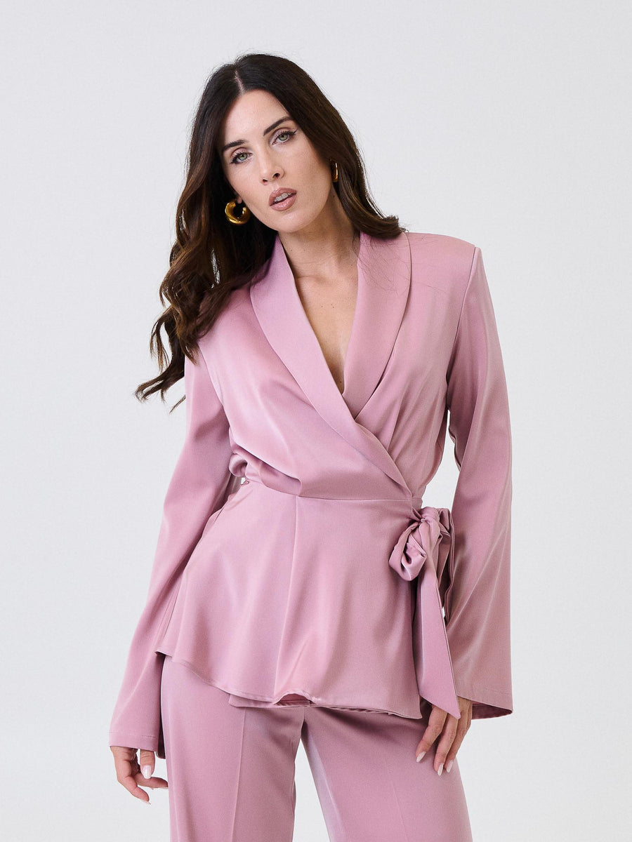 Giacca in raso "allure" Silence Limited rosa con fusciacca laterale GI5326 OURPINK Silence Limited 