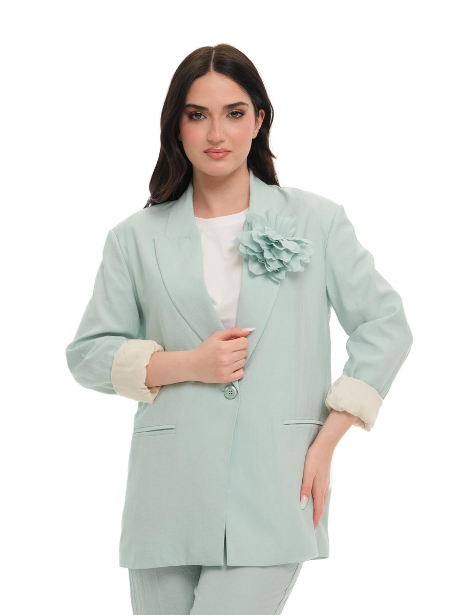 Giacca a 3/4 Imperial verde menta con spilla maxi fiocco J9990027T VERDE MENTA Imperial 