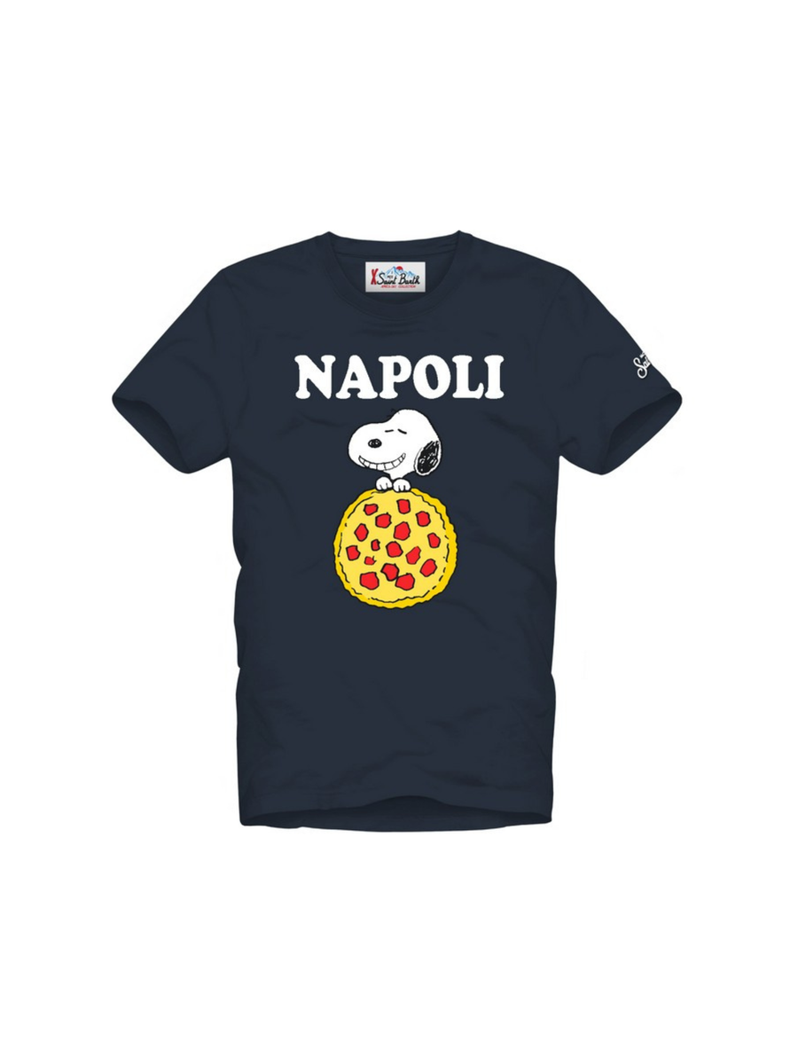 T-Shirt Saint Barth blu con stampa snoopy con pizza NAPOLI ARN0001 01622I MC2 SAINT BARTH 