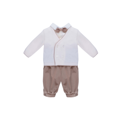 Coordinato Marlù bianco e beige con papillon IM20960 C2TAB Marlù 