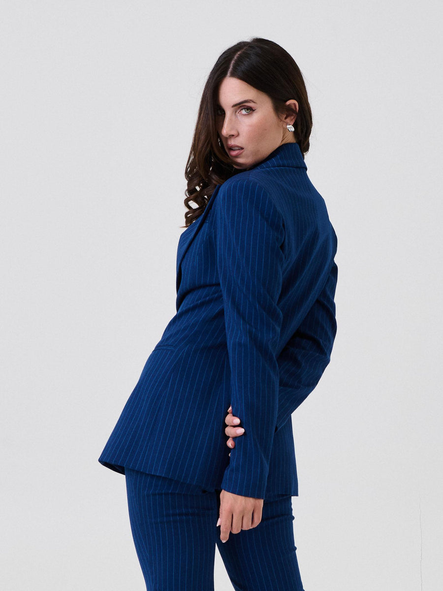 Giacca monopetto Silence Limited blu navy a righe SLGI007 NAVY Silence Limited 