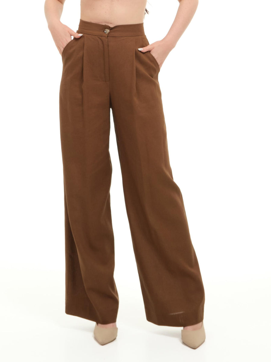 Pantaloni Armoire in misto lino cioccolato PL01L MORO Armoire 