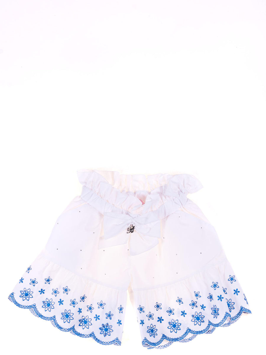 Shorts bianco con ricami BL3772 BIA Miss Blumarine 