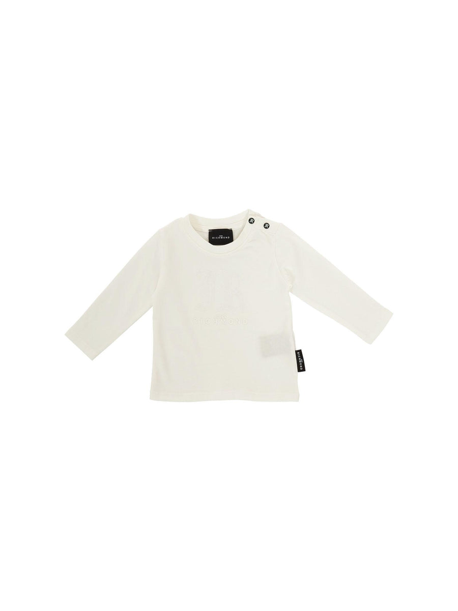 T-Shirt a maniche lunghe John Richmond bianca con logo JR tono su tono RIA25004TS OFF-WHITE John Richmond 