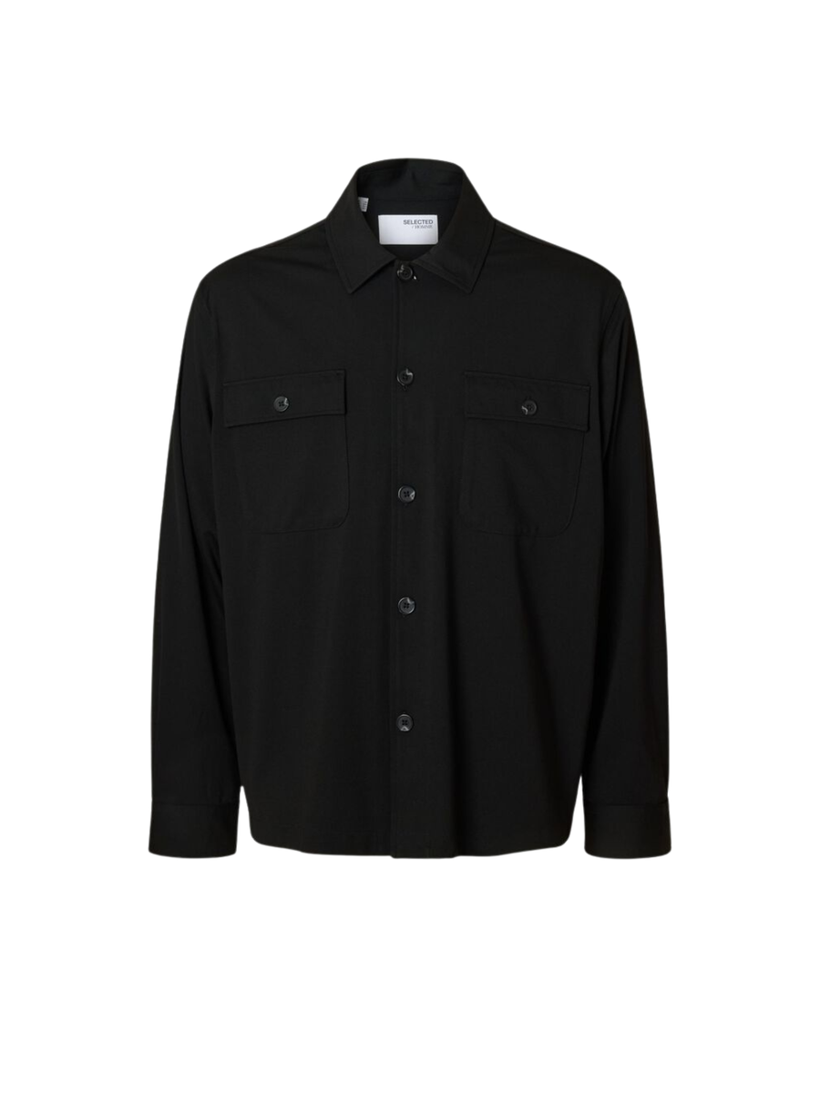 Camicia Selected nera con maxi tasconi 16099821 Black Selected 