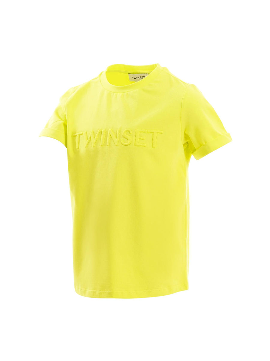 T-Shirt Twinset gialla con logo lettering in rilievo e ricamato 251GJ2534 12124 Twinset 