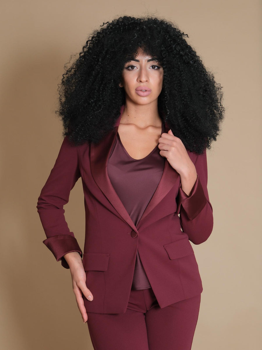 Giacca Imperial rosso marsala monopetto con rever in raso JAH4IAW MARSALA Imperial 