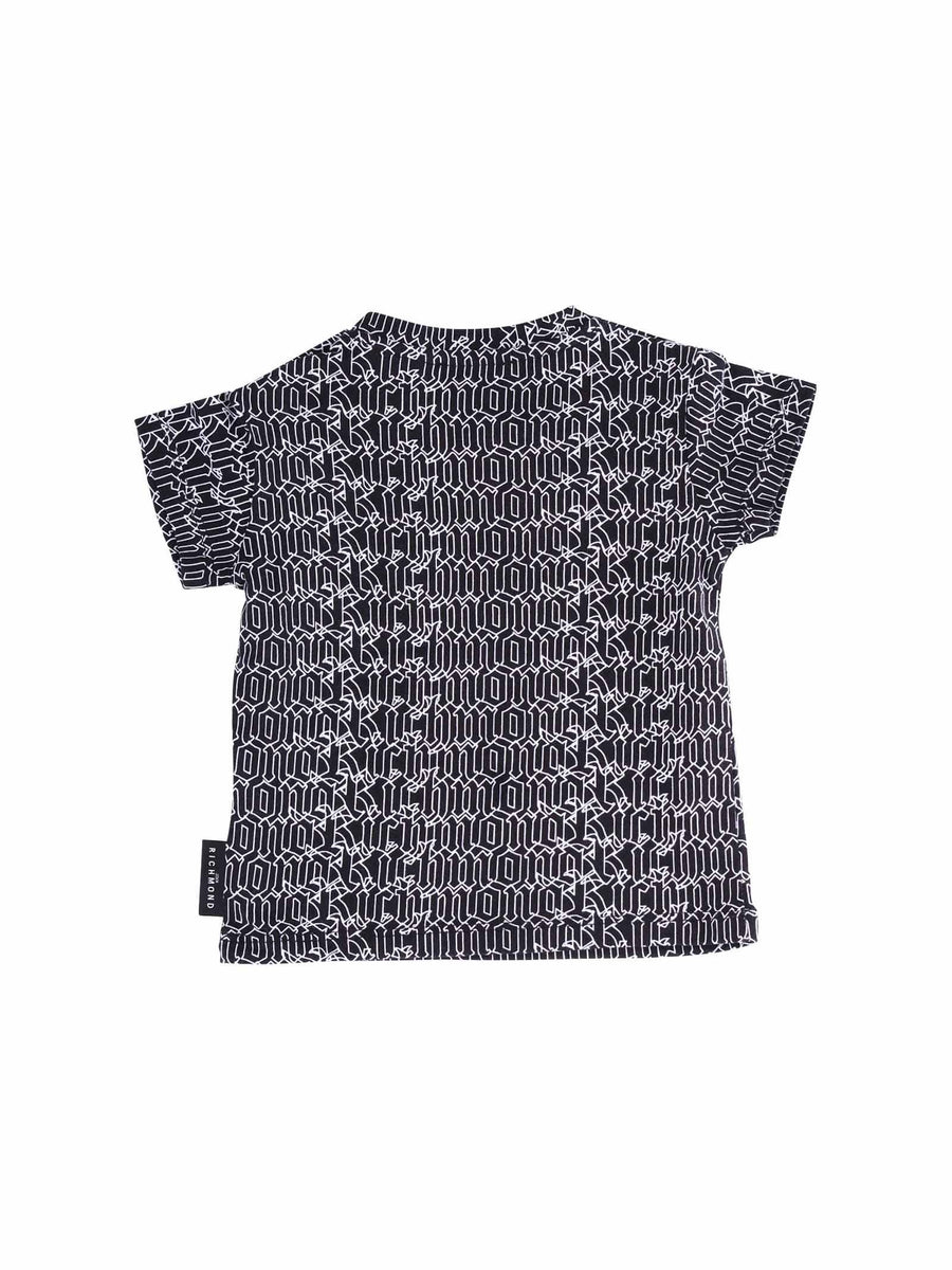 T-Shirt John Richmond  nera con logo gotico all over RIP25069TS GOTIC John Richmond 