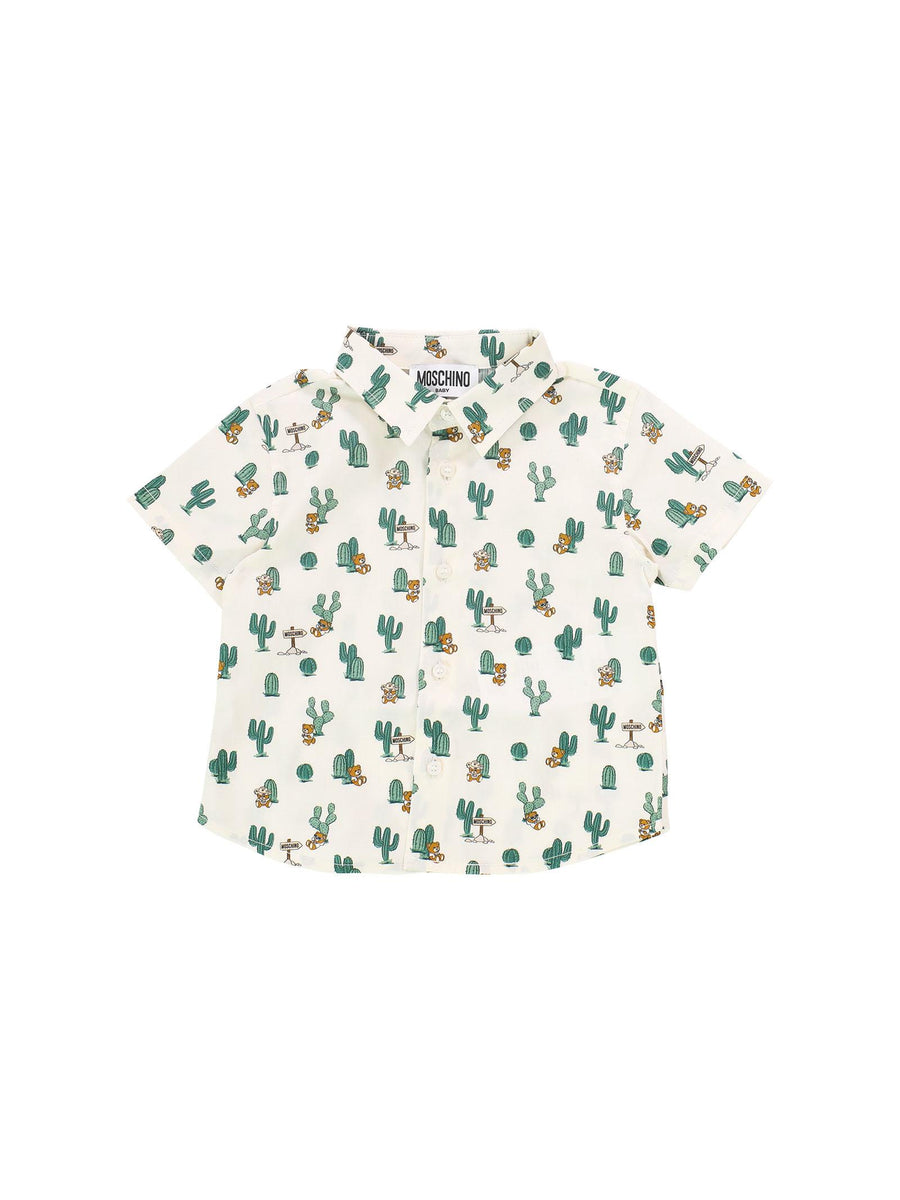 Camicia crema fantasia cactus e Teddy MNC018LMB28 84375 Moschino 