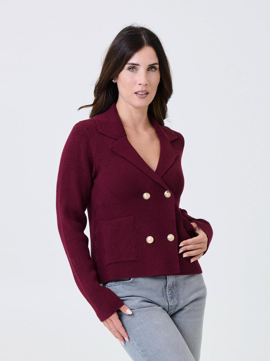 Cardigan doppiopetto Kontatto bordeaux con bottoni gioiello 3M0939C BORDEAUX kontatto 