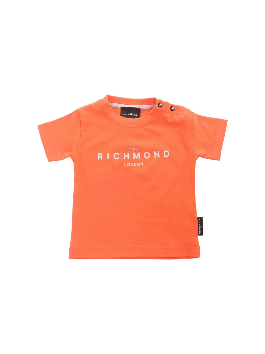 T-Shirt John Richmond arancione con logo lettering azzurro RIP25014TS APRICOT John Richmond 