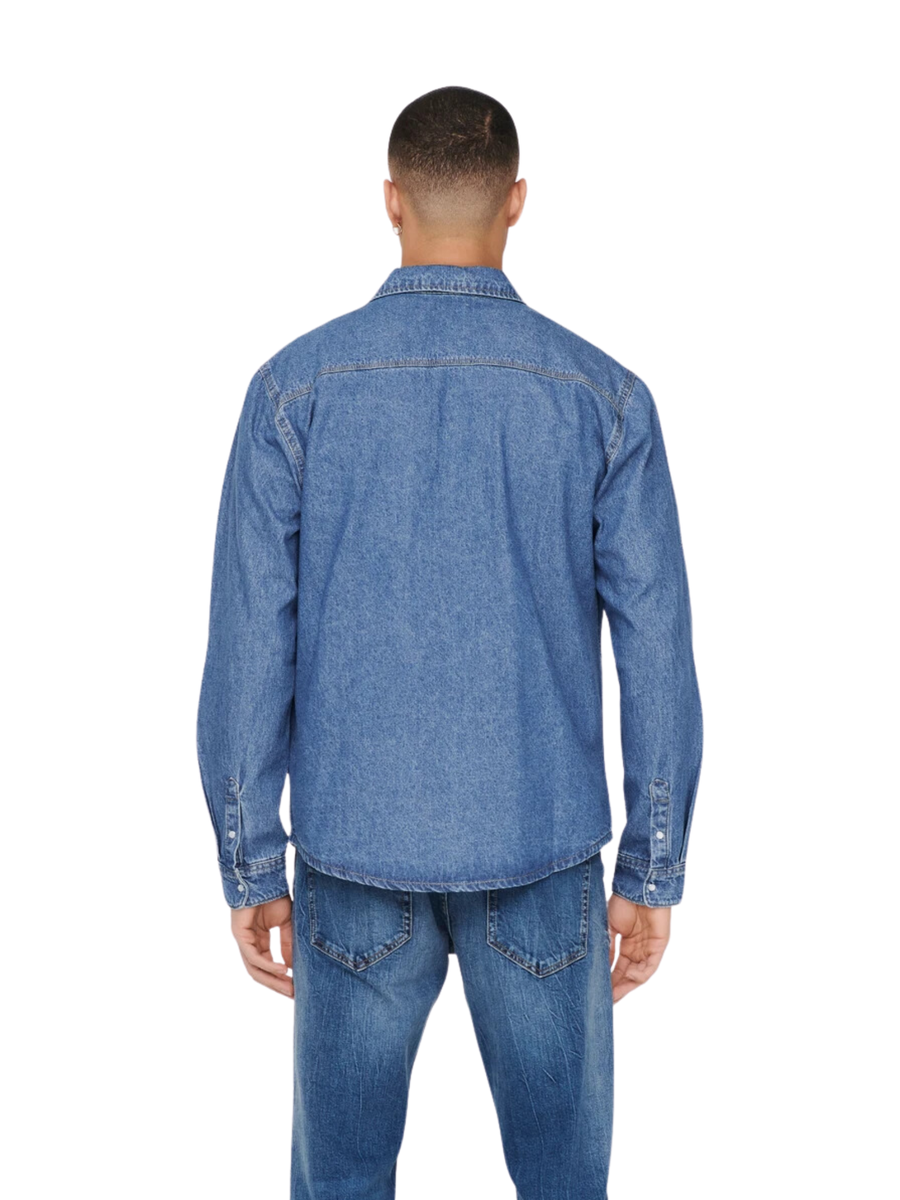 Camicia bane Only & Sons blu in denim 22023247 MEDIUMBLUE Only & Sons 