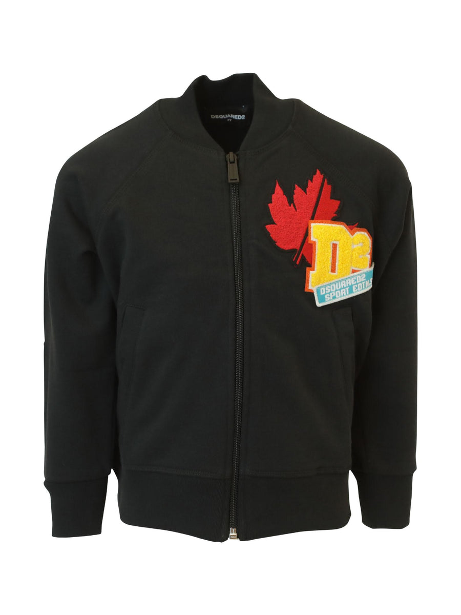 Felpa nera con patch D2 DQ1120D0098 DQ900 Dsquared 