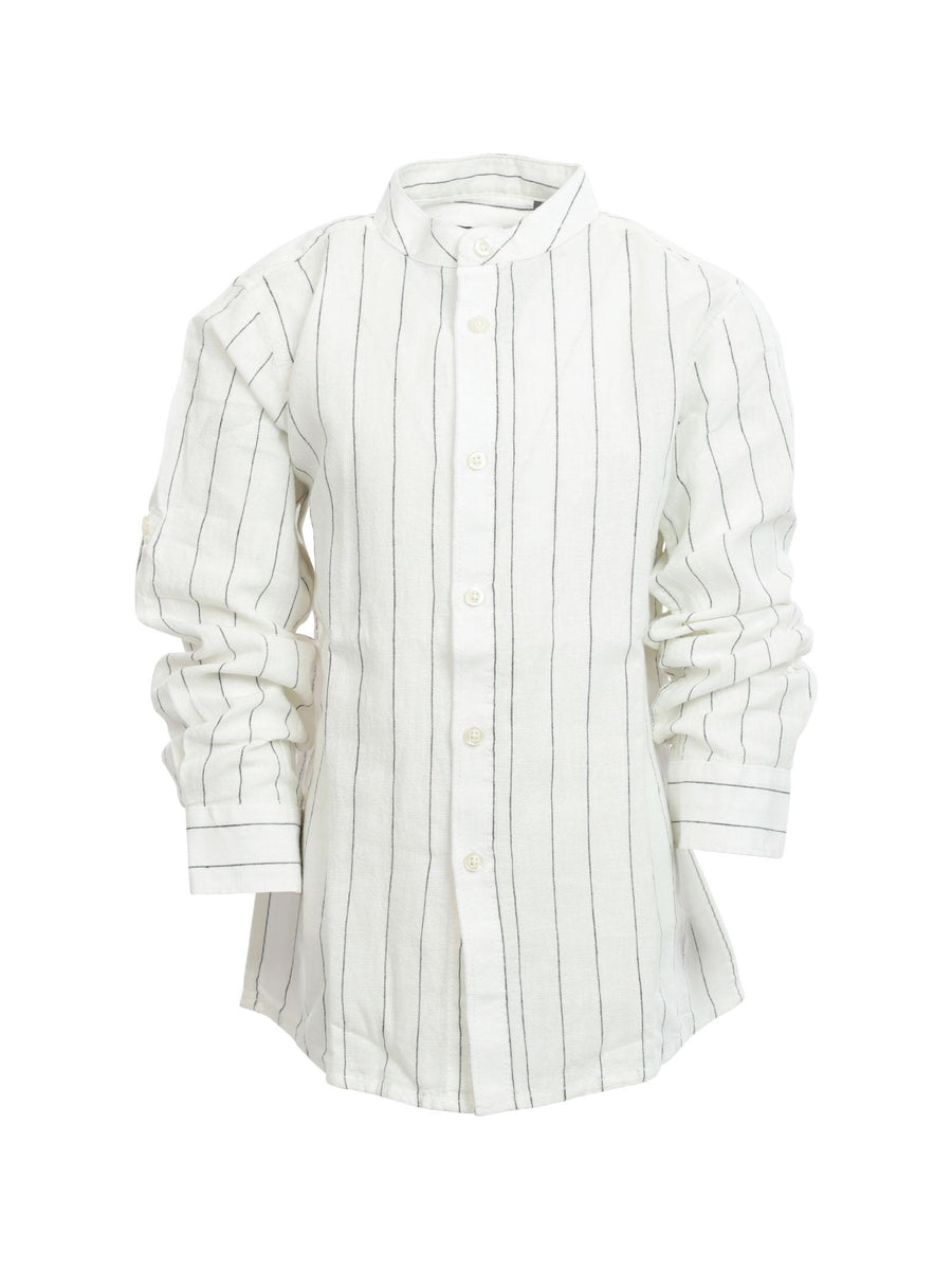 Camicia a manica lunga avorio gessata in misto lino CMD4102J PANNA Dan John 