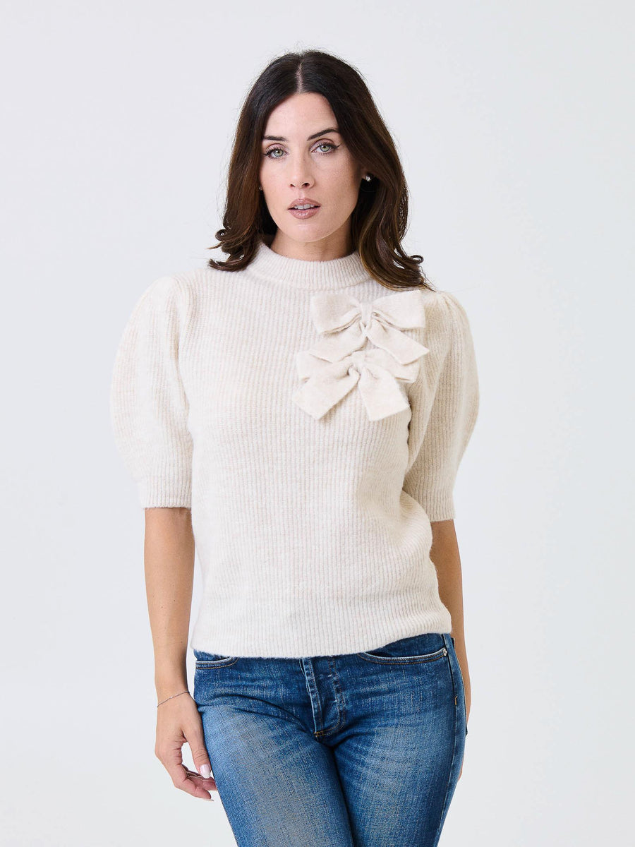 Maglione a mezze maniche a palloncino Kontatto panna con fiocco 3M0931C PANNA kontatto 