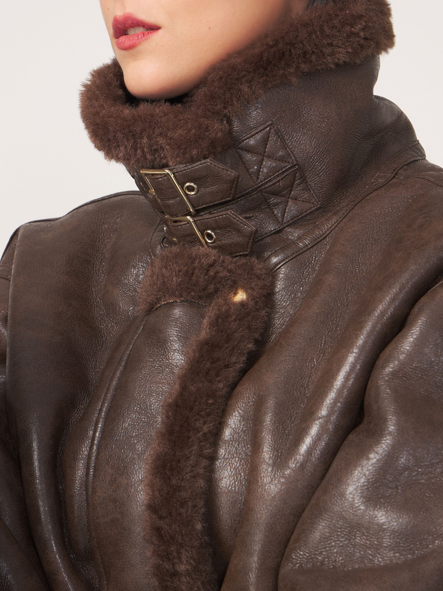 Giubbino Silence Limited marrone con dettagli in pelliccia GP25115042 BROWN Silence Limited 