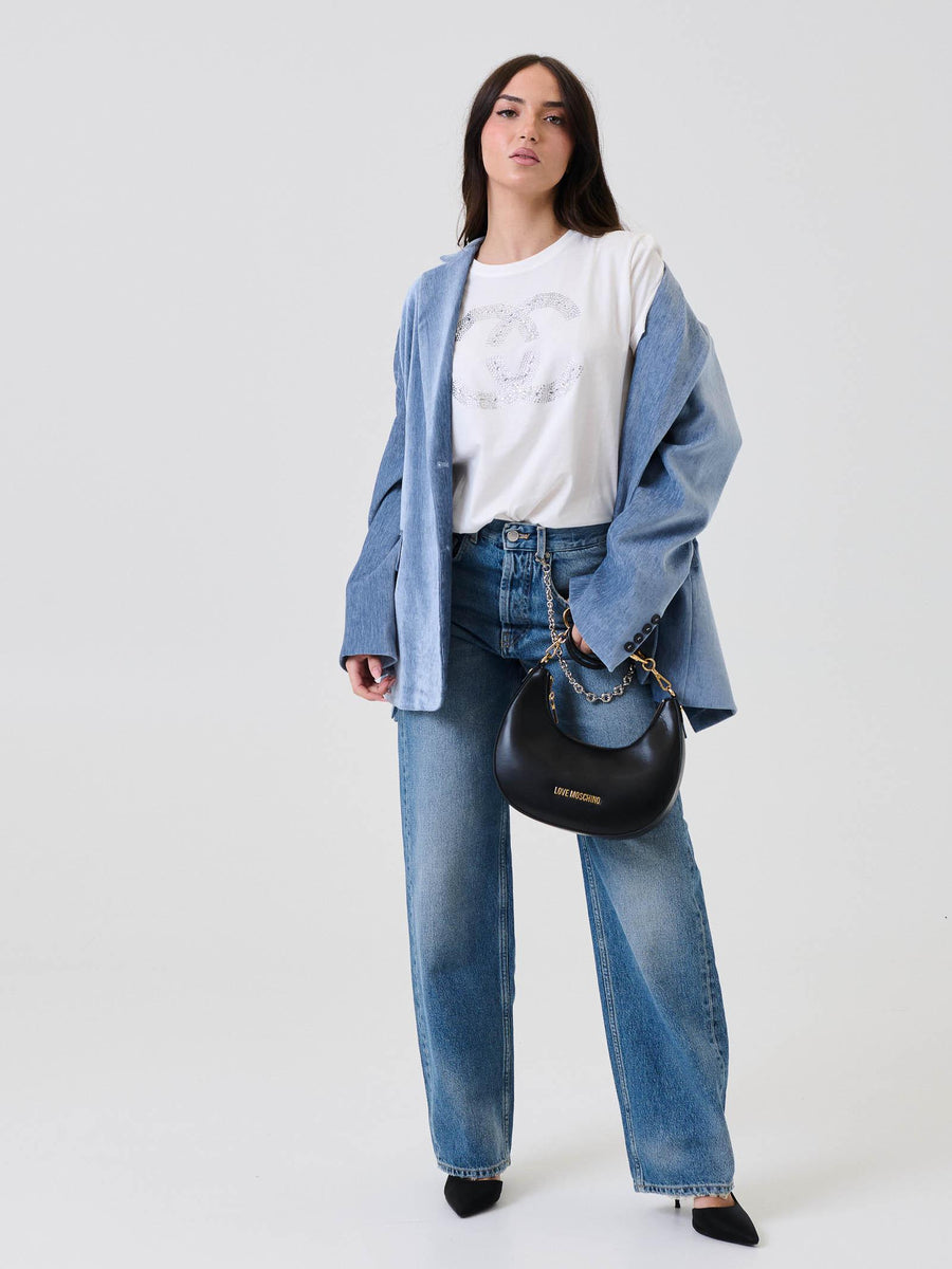 Blazer monopetto Vicolo azzurro in vellutto effetto fiammato TF0654 CIELO Vicolo 