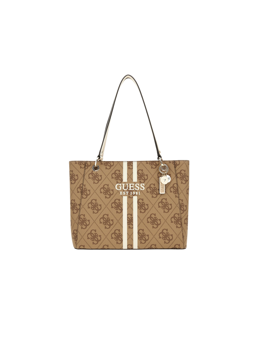Borsa shopper Guess marrone con bande verticali bianche HWOS9672250 LTL Guess 