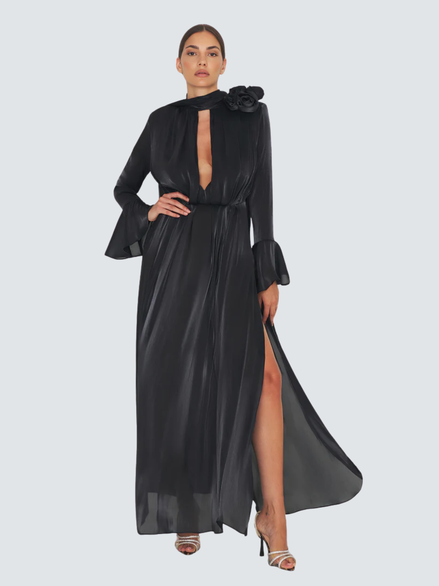 Abito "So Chic" Silence Limited nerocon fiori in 3D AB4179 BLACK Silence Limited 