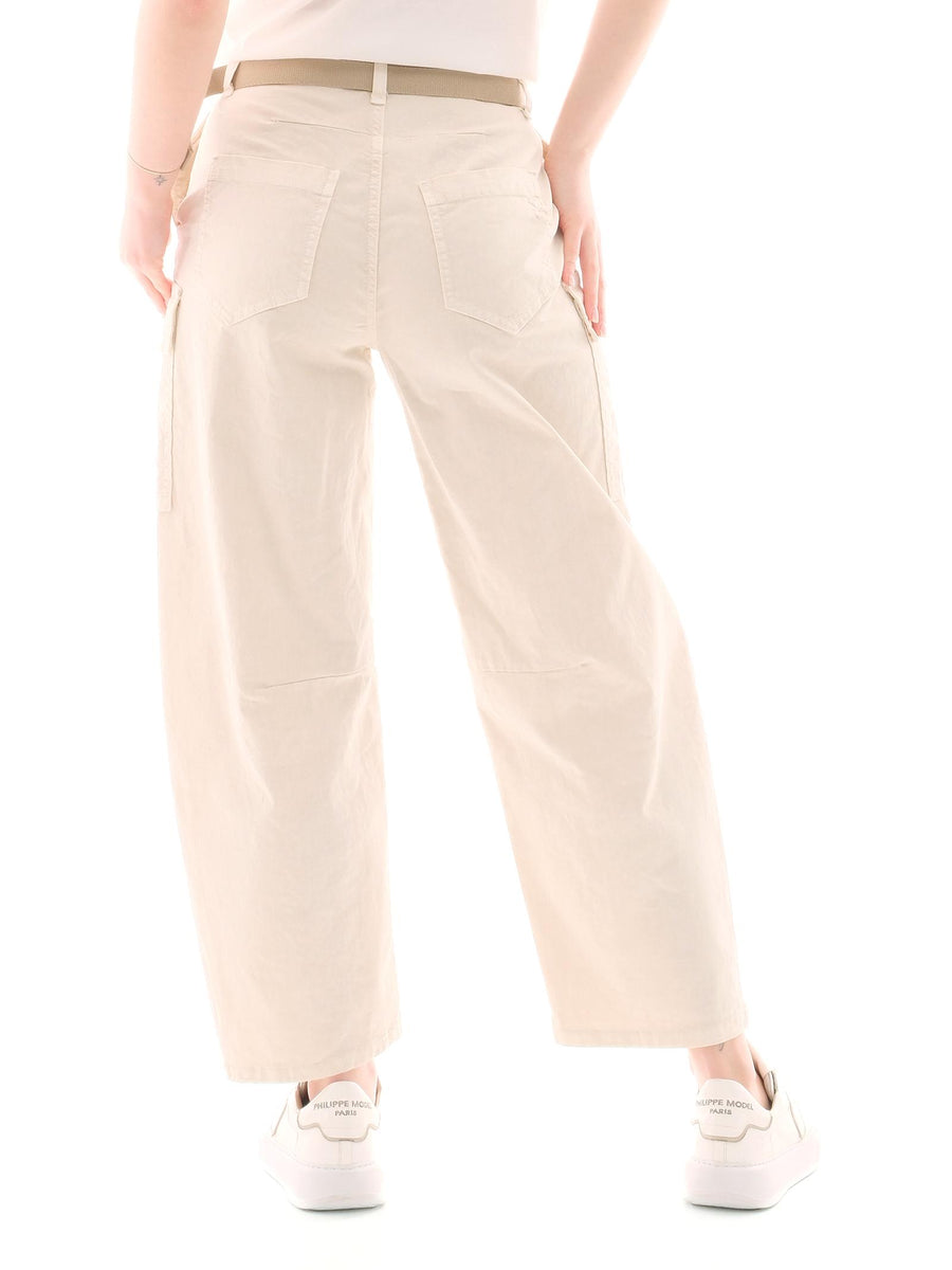 Jeans cargo Please bianco con cinturino P2NHCV9PFW WHITE SWAN Please 