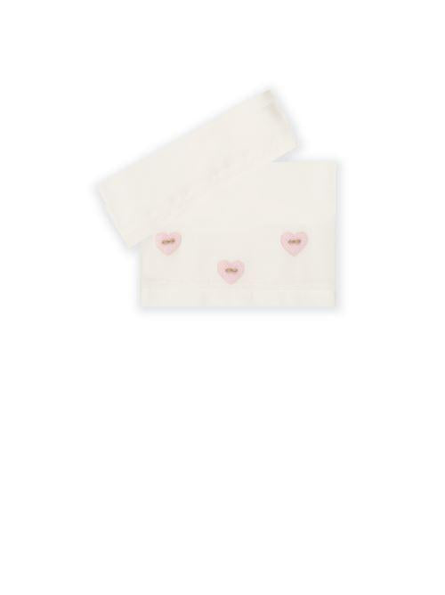 Set lenzuolino 3 pezzi bianco con cuori rosa ricamati IB21LE C23TB Marlù 