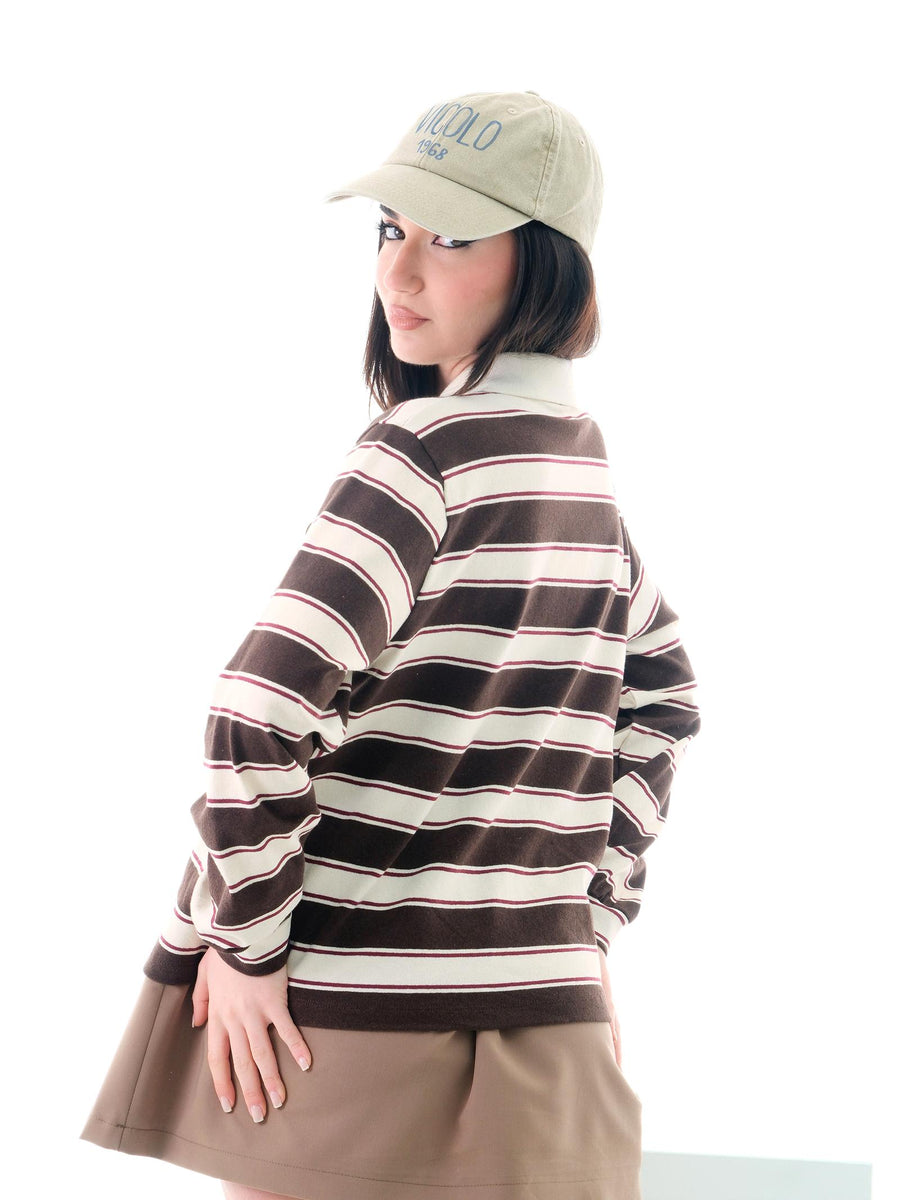 Maglione Vicolo marrone e beige con patch e spille frontali RD0394 MARRONE Vicolo 