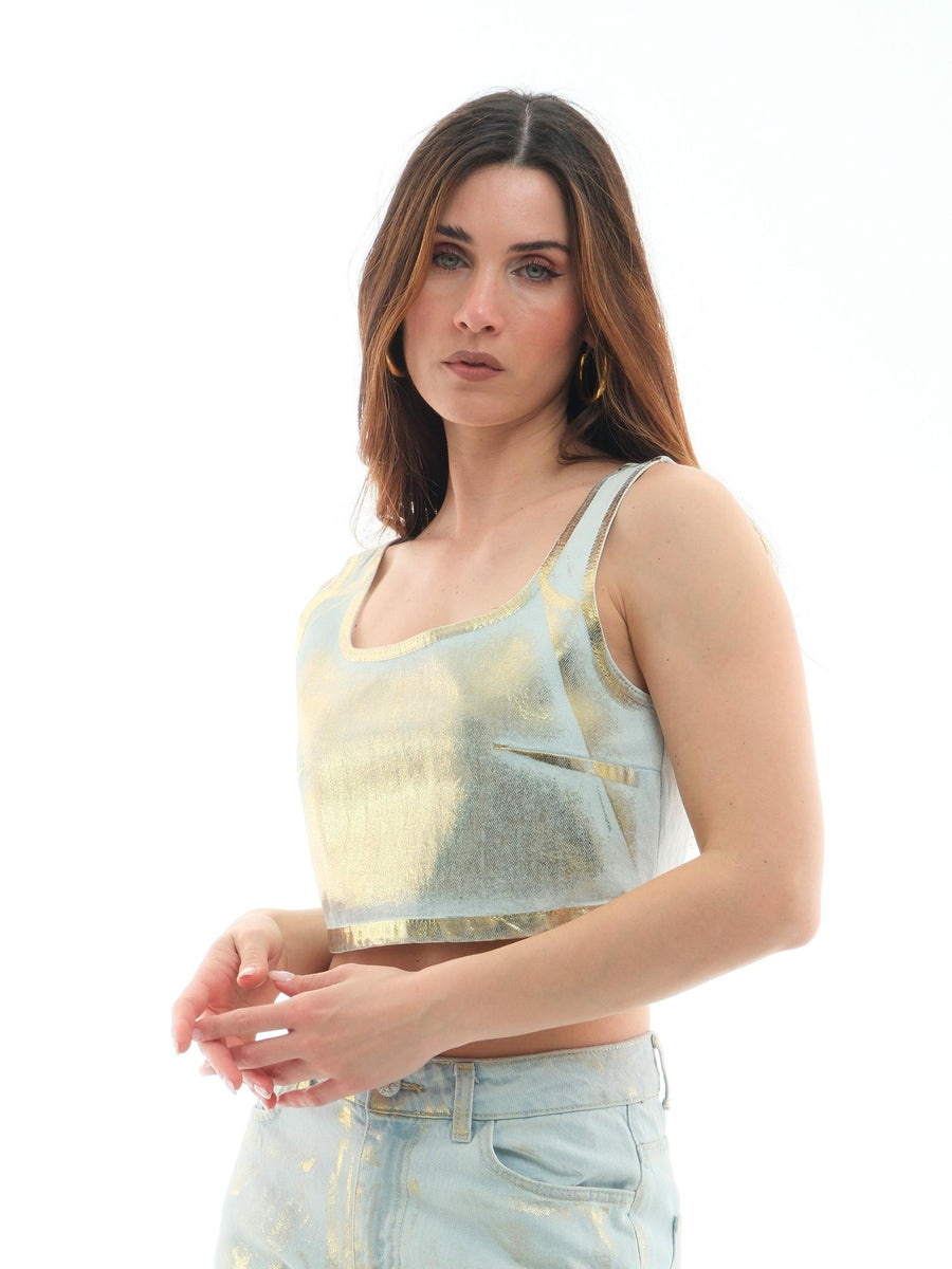 Top "crop maylar" Silence Limited in denim placcato SI10PL UNI Silence Limited 