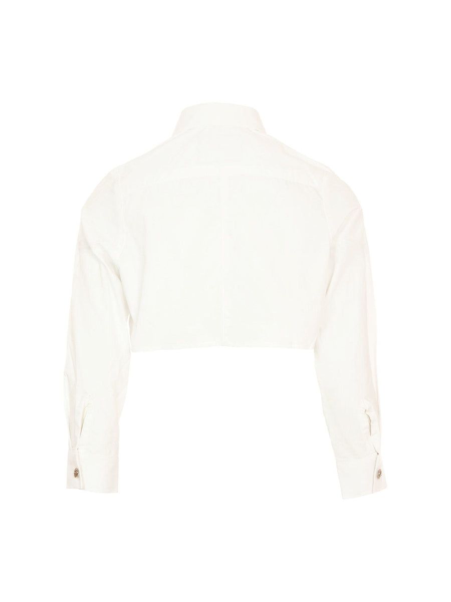 Camicia cropped John Richmond bianca con logo gotico frontale RGA25116CA WHITE John Richmond 