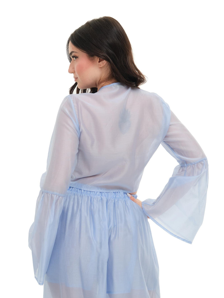 Camicia Armoire azzurra cropped con nodo C951 AZZURRO Armoire 
