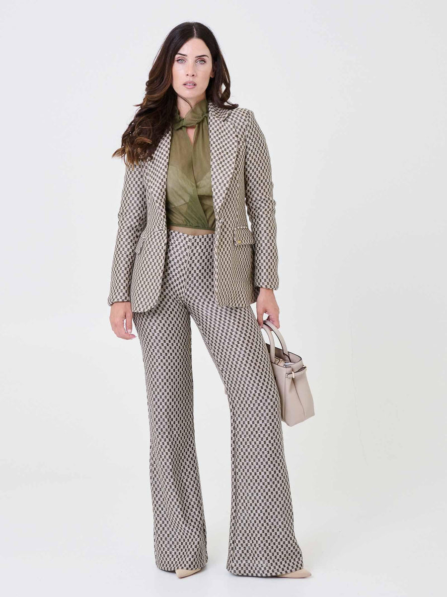 Giacca monopetto Pho Firenze rosa e verde con scacchi e filo lurex 4324069 LUXURY PHO FIRENZE 