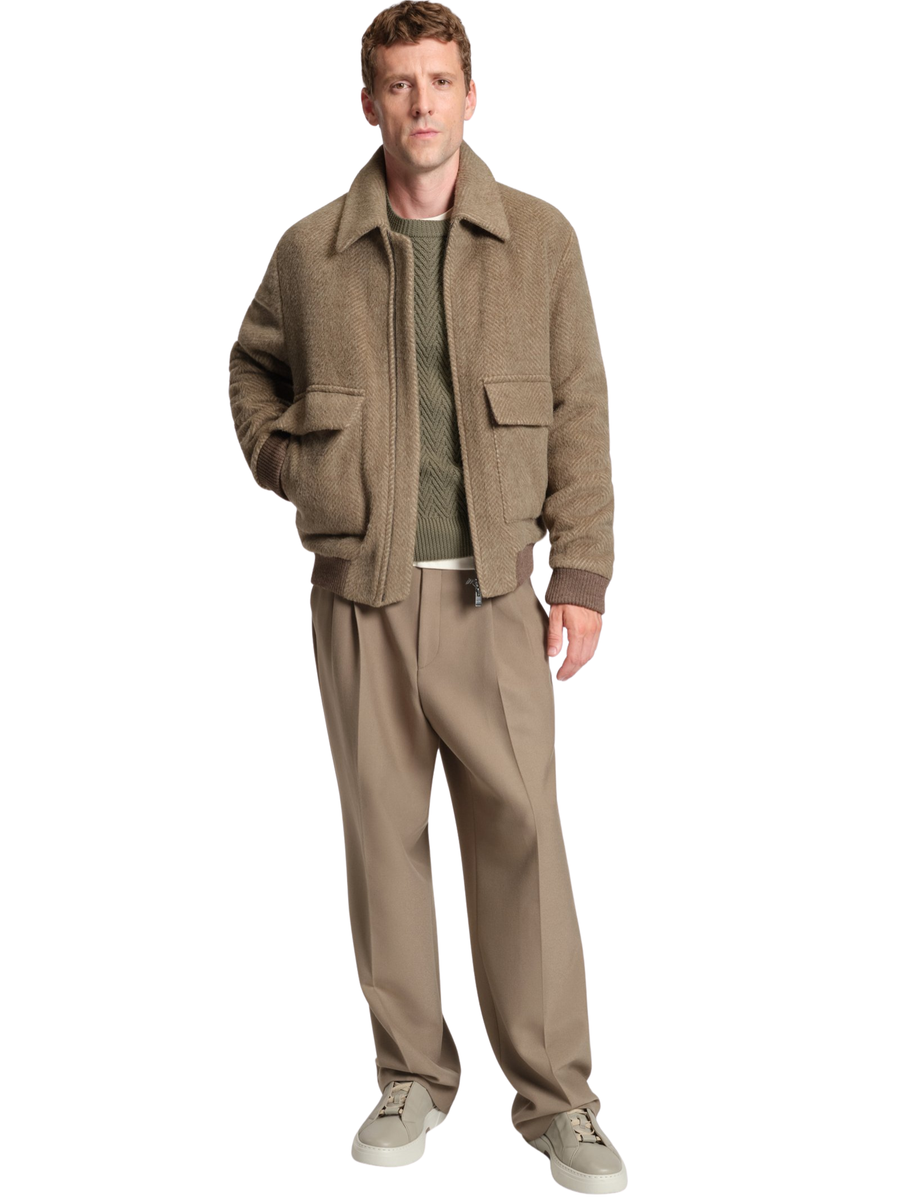 Maglione Boss verde con motivo chevron 50549986 245 Boss 