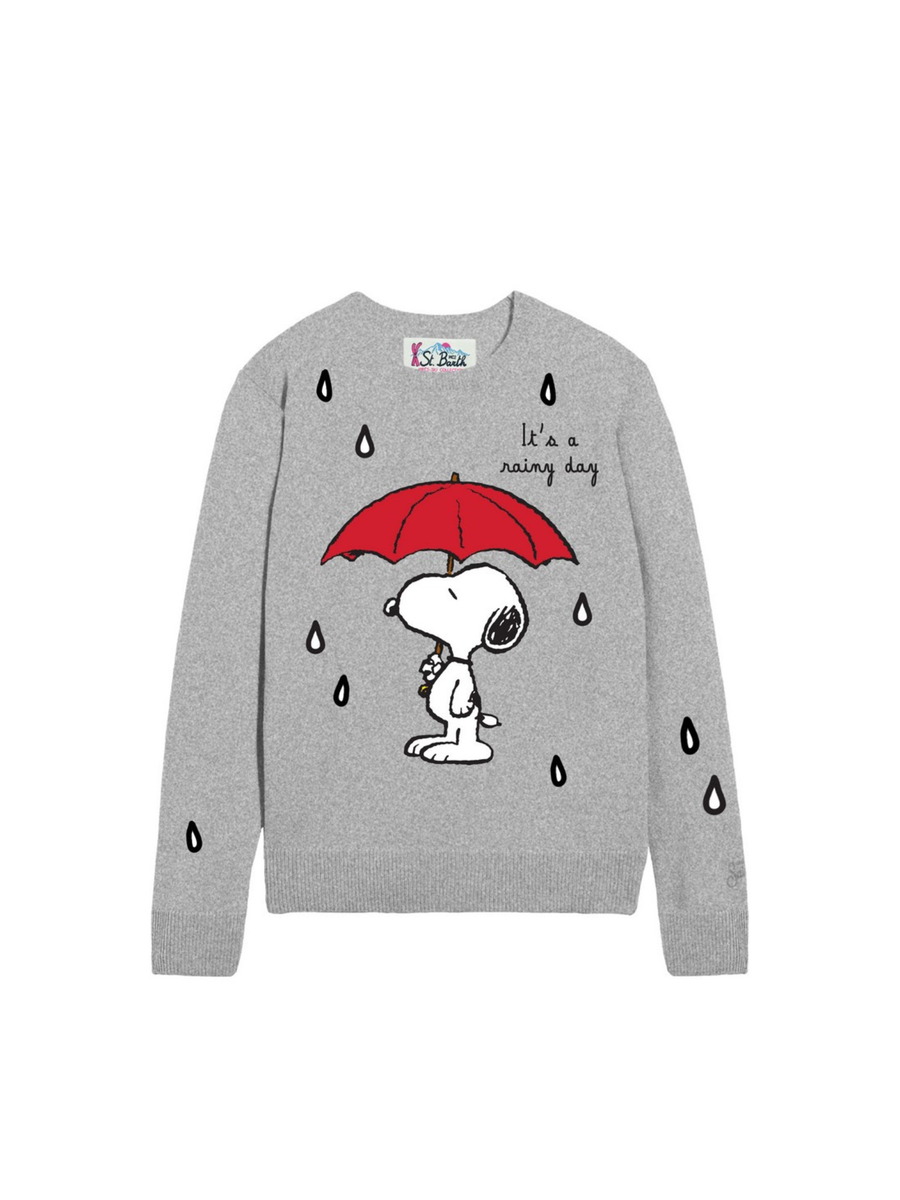 Maglione "18 emb" Saint Barth grigio con snoopy e scritta "It's a rainy day" QUE0010 00438I MC2 SAINT BARTH 