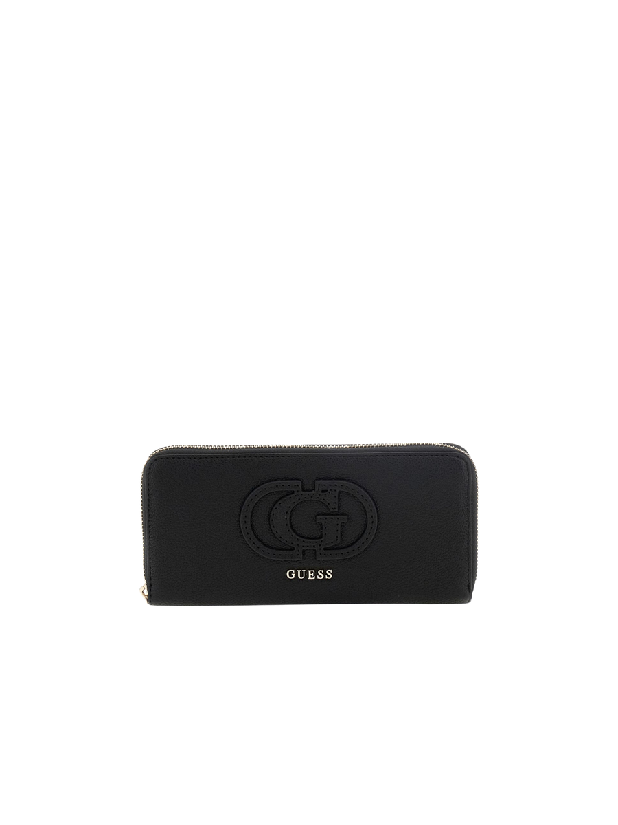 Portafoglio Guess nero con logo 4G in rilievo e scomparto posteriore con zip SWBG9536140 BLA Guess 