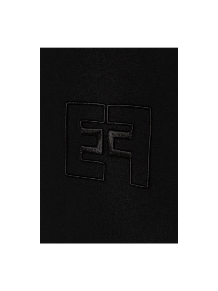 T-Shirt Elisabetta Franchi nera con logo tono su tono EFTS246 N000 Elisabetta Franchi 