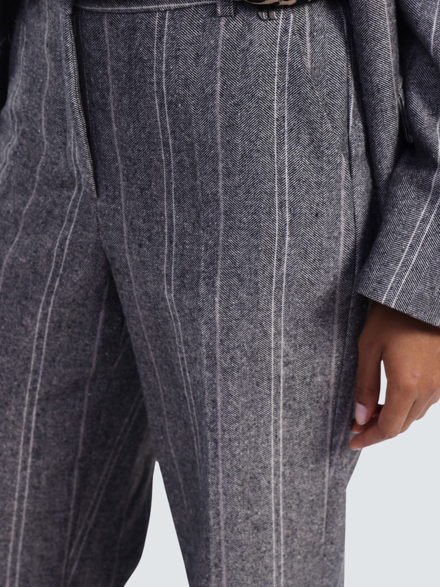 Pantalone a righe Dixie beige e nero a gamba ampia PDN9YATA BEIGE Dixie 