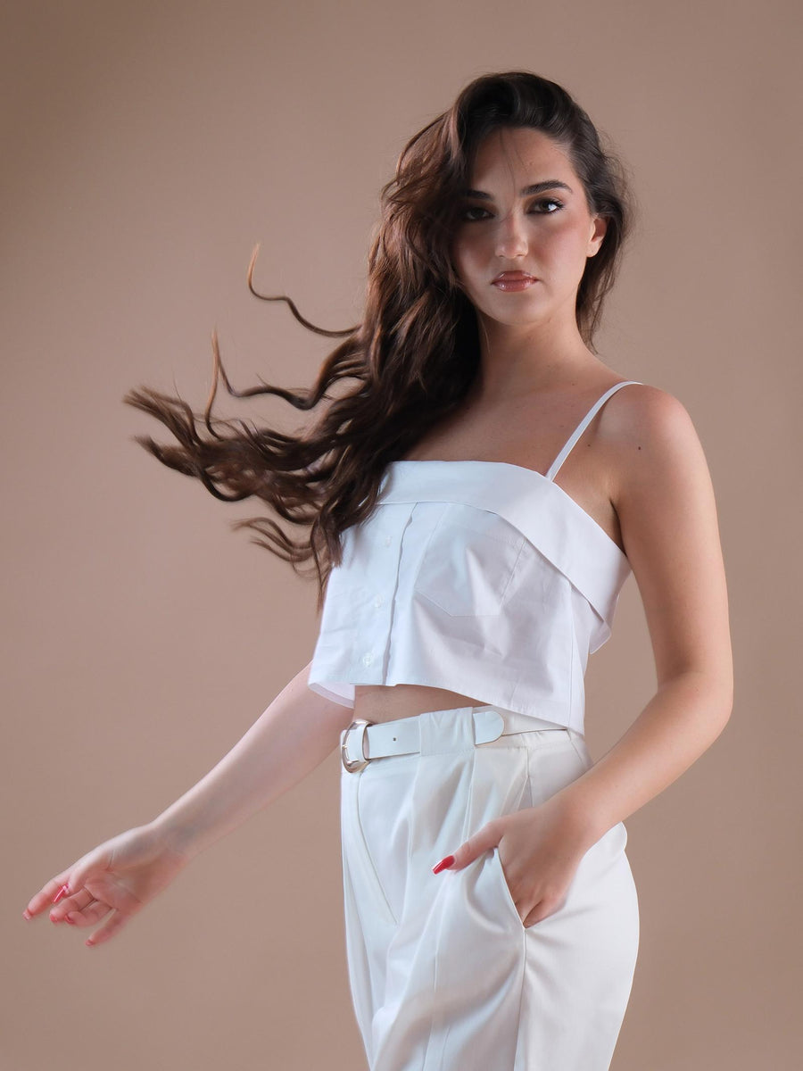 Crop top bianco mood camicia con bratella RGD5HTP BIANCO Imperial 