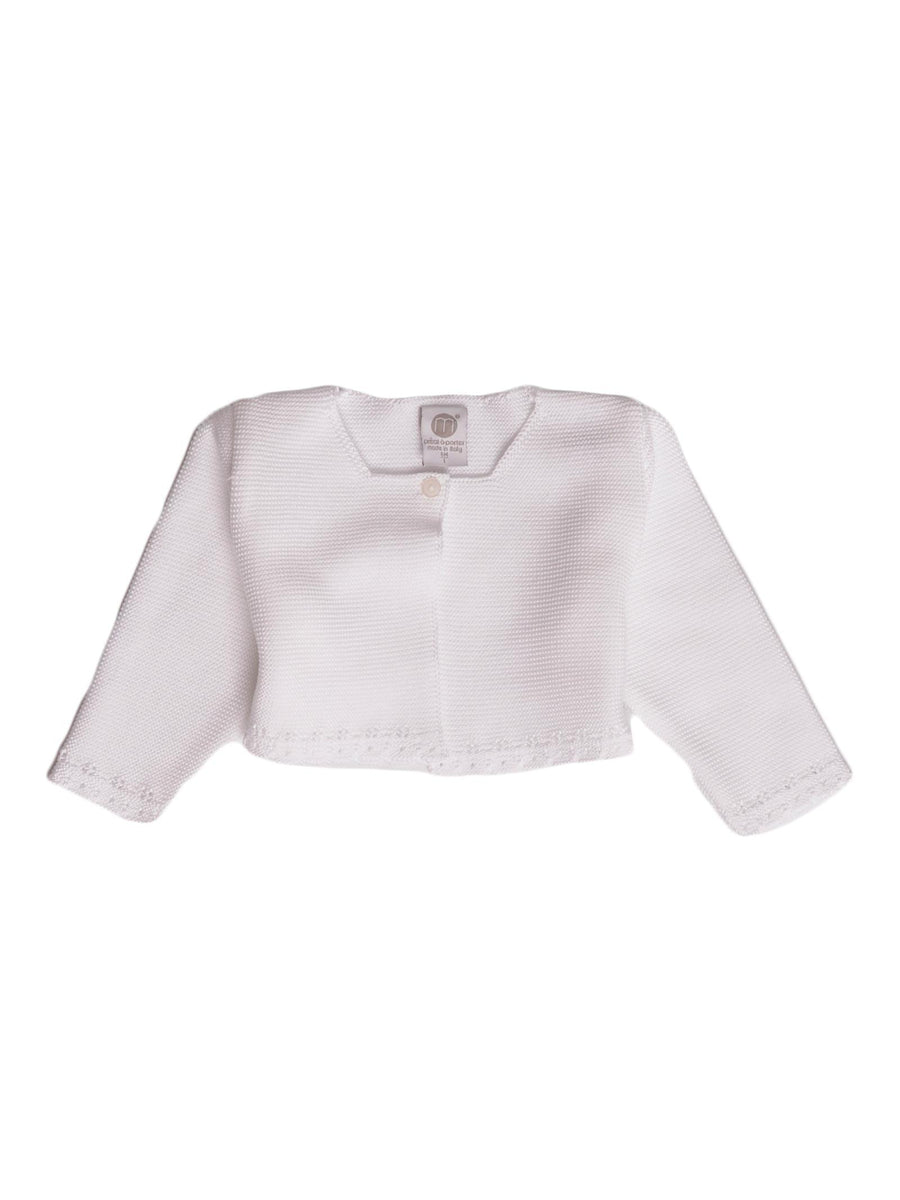 Cardigan in filo bianco a coste EG32245 C1 Marlù 