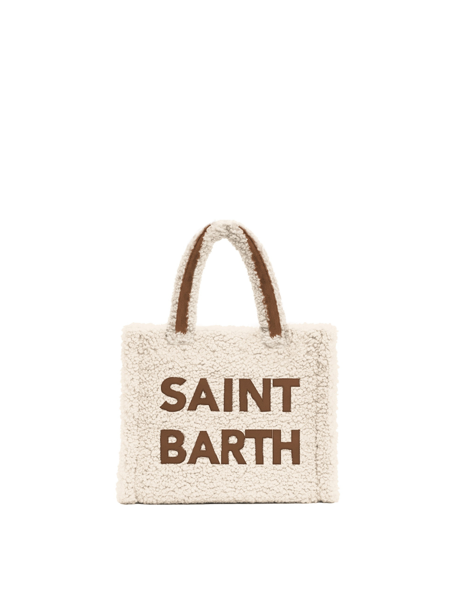 Borsa Colette effetto teddy Saint Barth avorio con maxi logo COL0032 01477I MC2 SAINT BARTH 