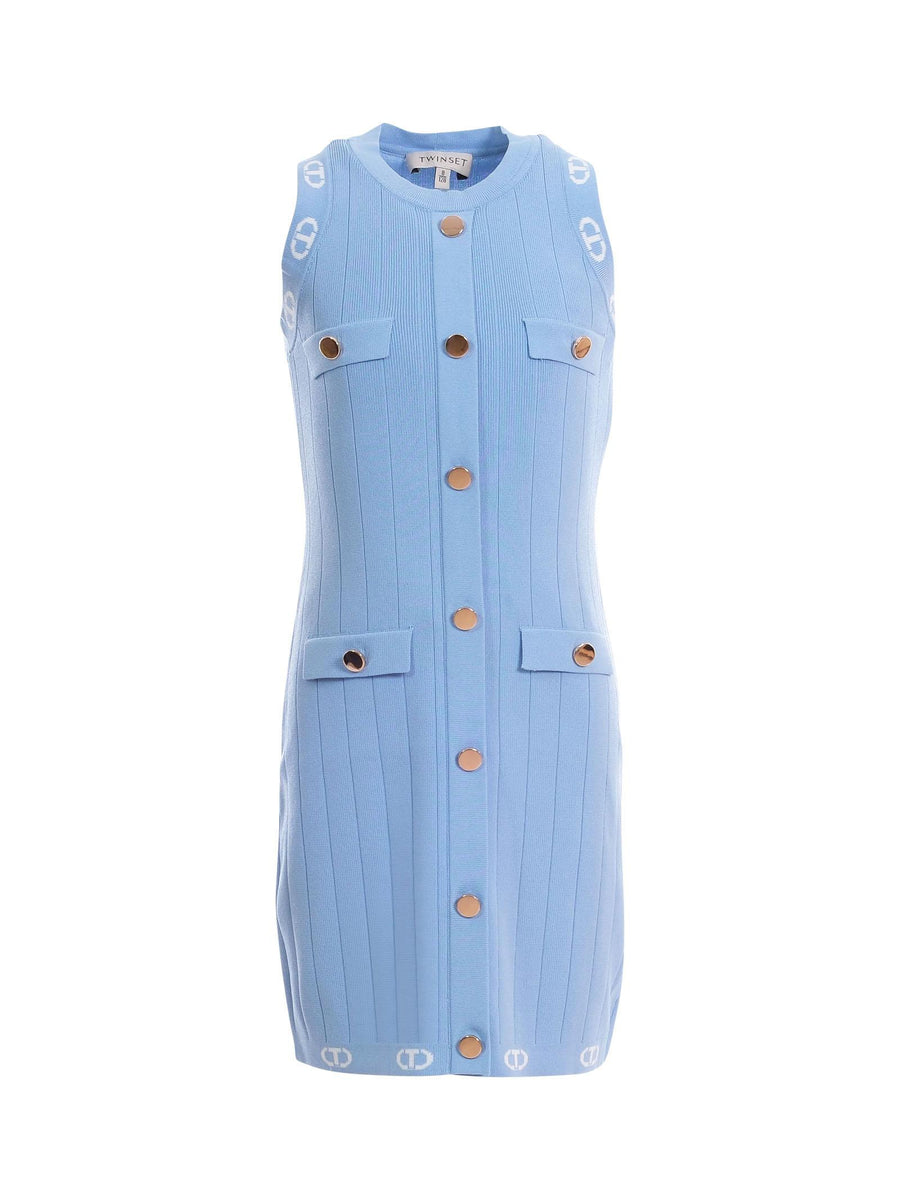 Abito smanicato Twinset azzurro con bordi logati 251GJ3QW5 12297 Twinset 
