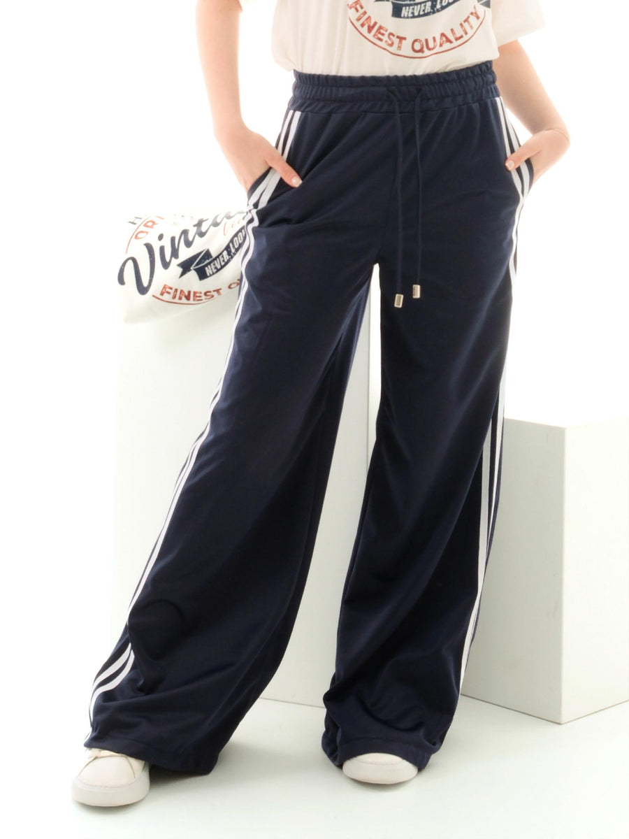 Pantalone a palazzo Vicolo blu con bande laterali TD1028 BLU Vicolo 